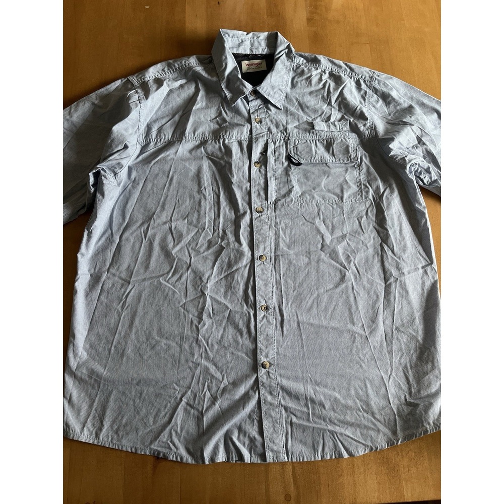 Wrangler‎ Authentics Men's Short Sleeve Button Down Shirt XL Gray Cotton Poly